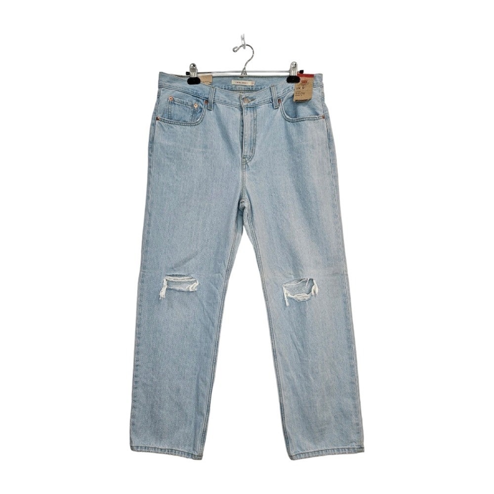 Levis Womens Light Wash‎ Cotton Low Pro Straight Jeans 32 Distressed Mid Rise